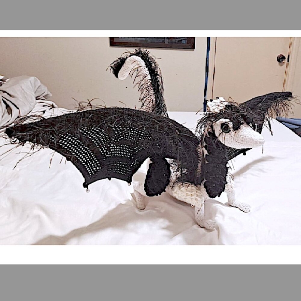 Hand Made Posable Crochet Dragon - Medium Large - Picture 11 of 16